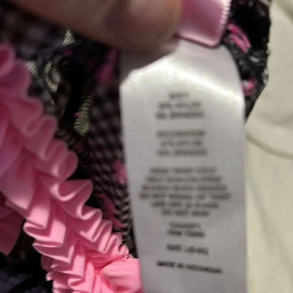 Hula Star 6/6x black white houndstooth pink bow accent cover up nwt perfect